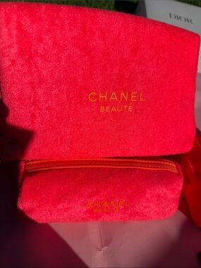 CHANEL Bright Pink & Coral Cosmetic Pouch 3 pcs set brand new in box AMAZING🌸